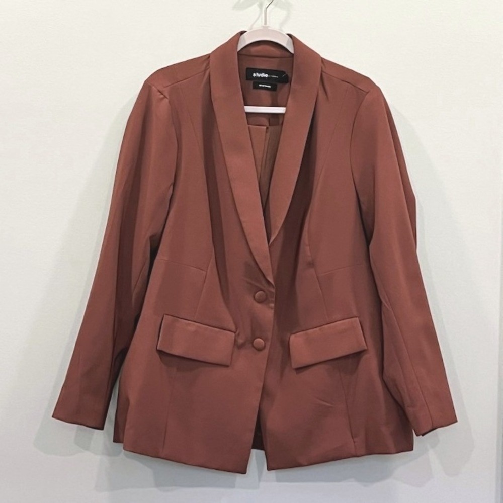 Torrid Studio Refined Crepe Blazer Terracotta Rust Brown Plus Size 0 L Office